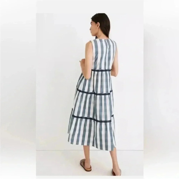 Madewell | Rickrack Cattail Tiered Dress in Gingham  Check - Picture 4 of 14